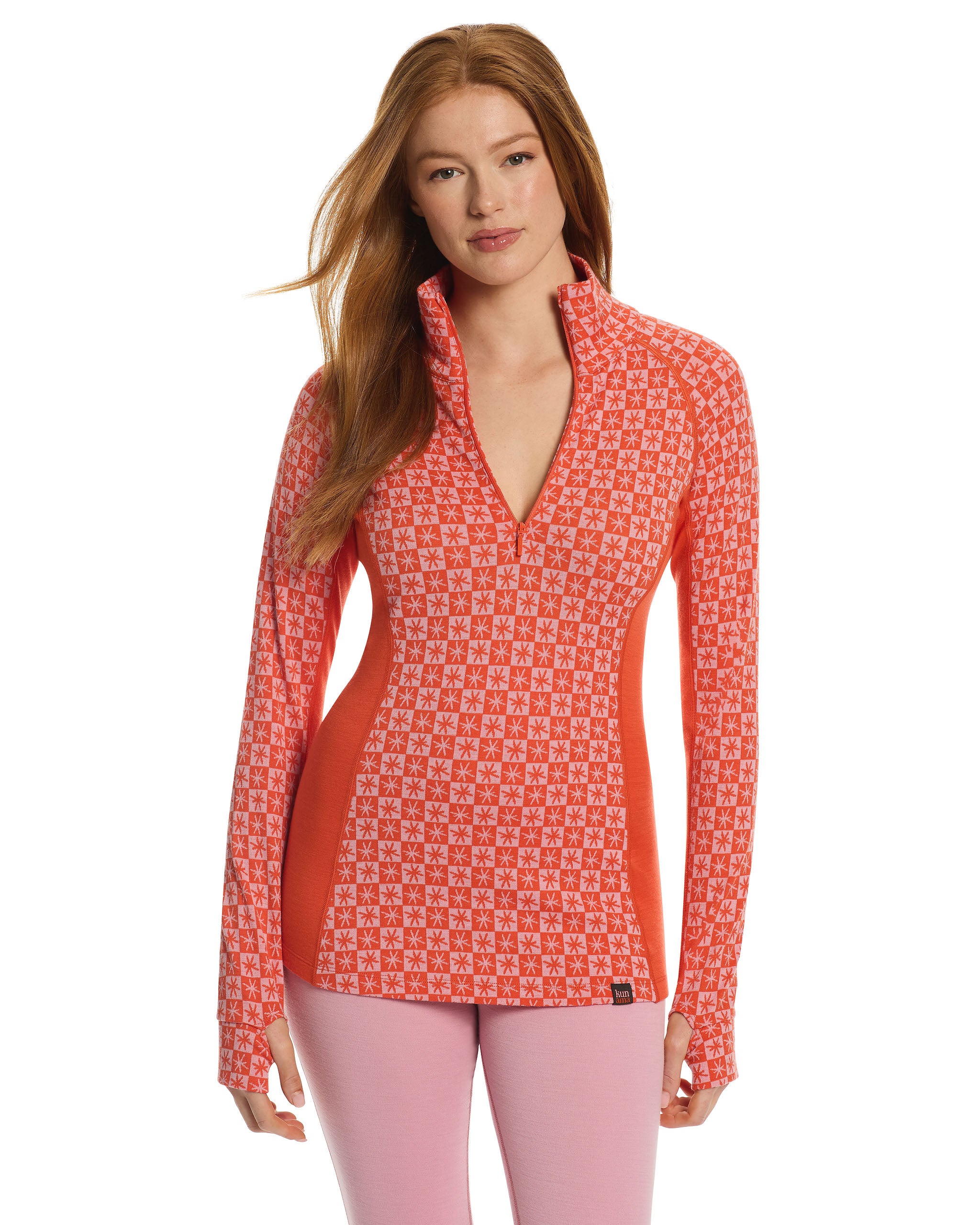 Kosci Merino Half Zip Mandarin Red