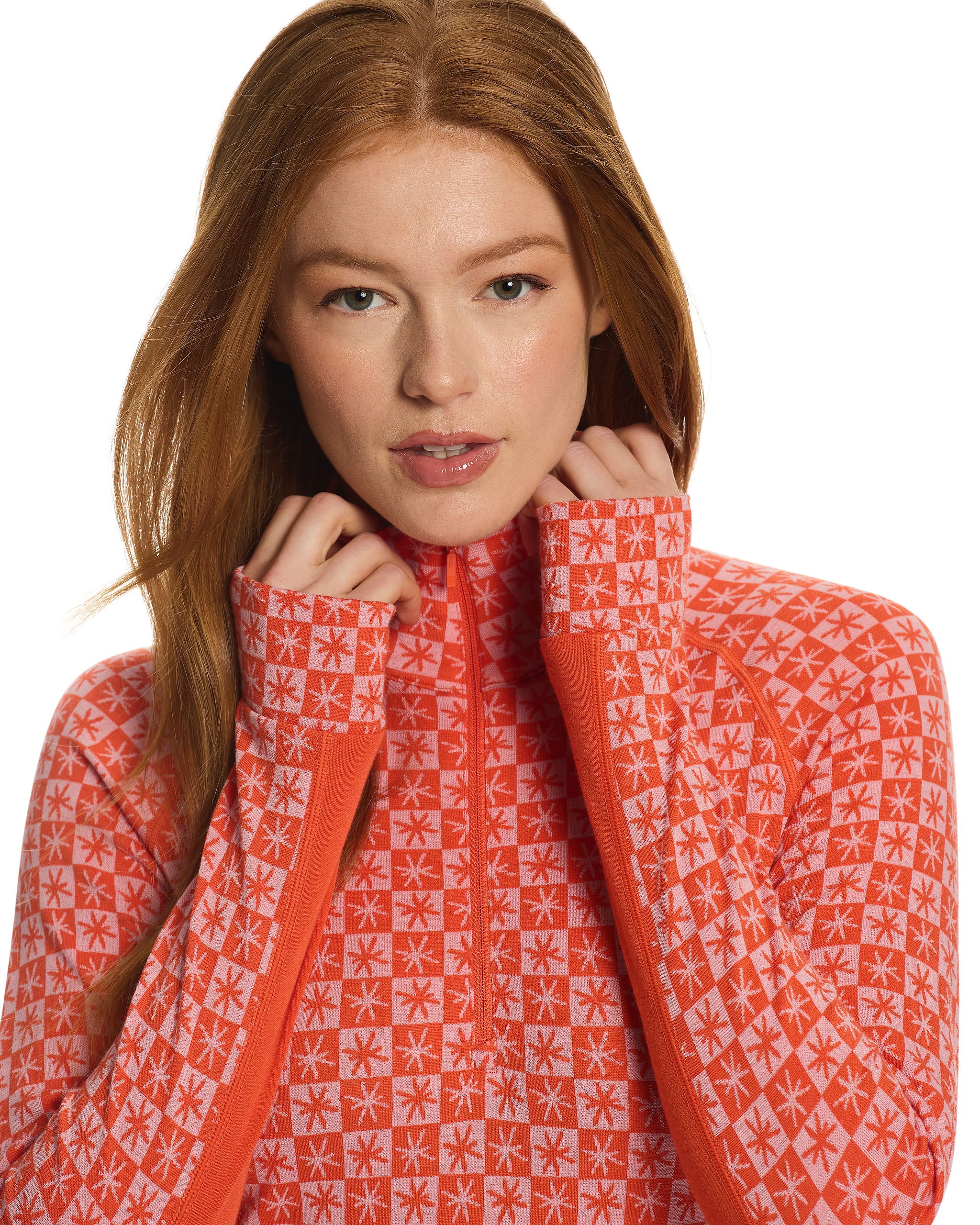 Kosci Merino Half Zip Mandarin Red