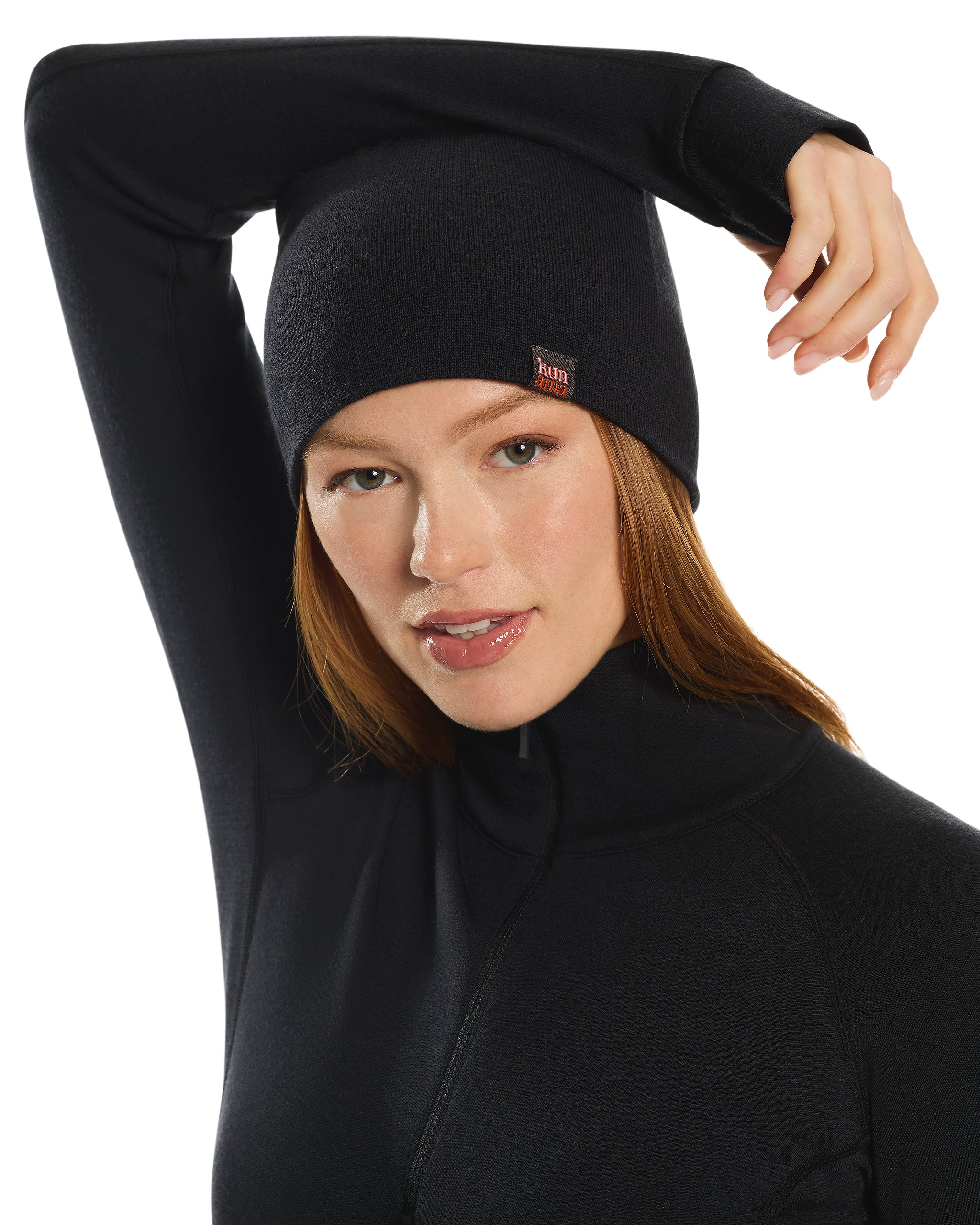 The Statement Set bundle, Kosci merino wool half zip, Brinda leggings and Waru beanie, Kunama The Label