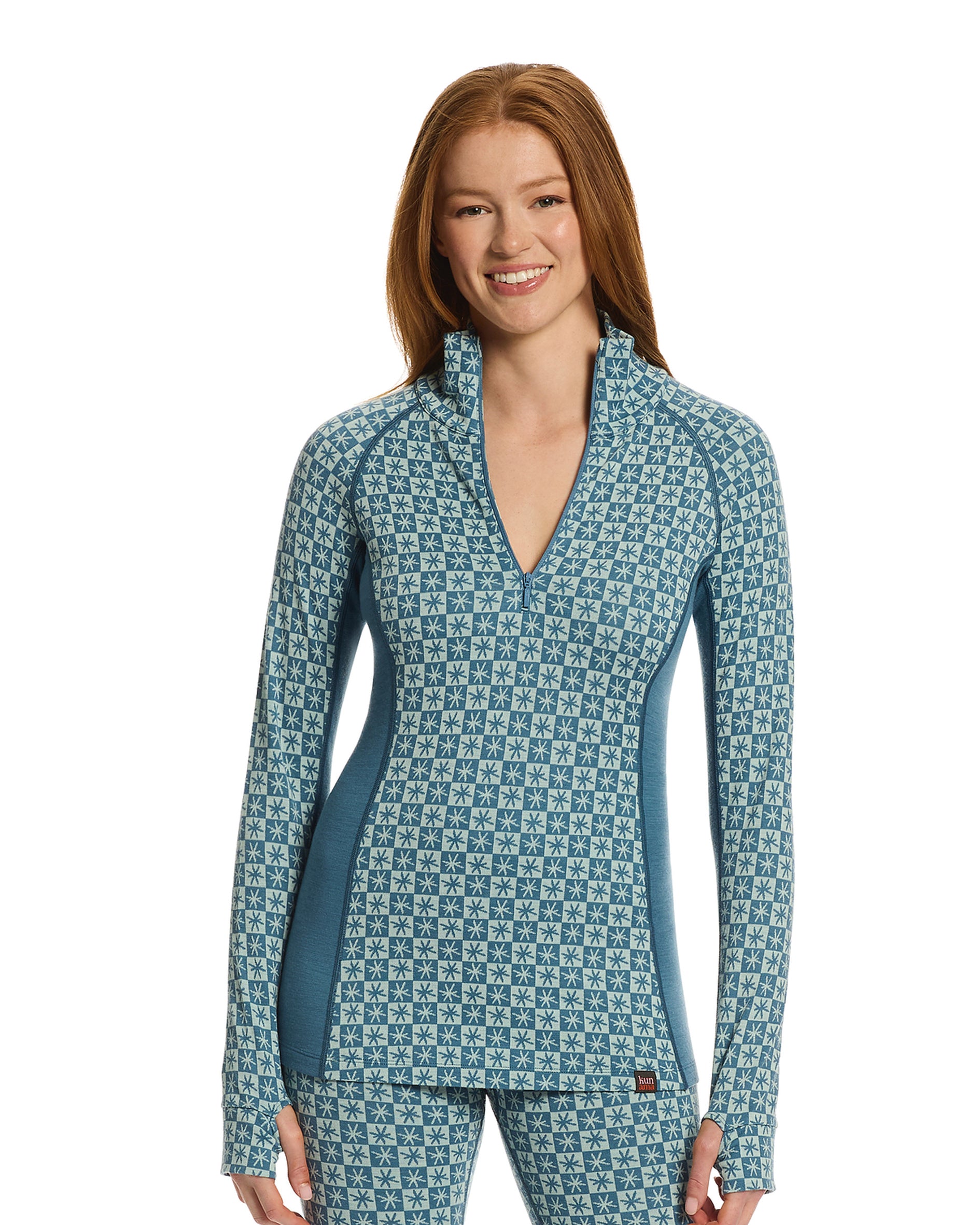 Women's Merino Wool Half Zip Thermal - Kosci Mock Neck | Kunama